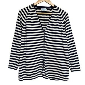 Vintage United Colors‎ of Benetton Striped Cardigan Sweater Womens L Navy Preppy